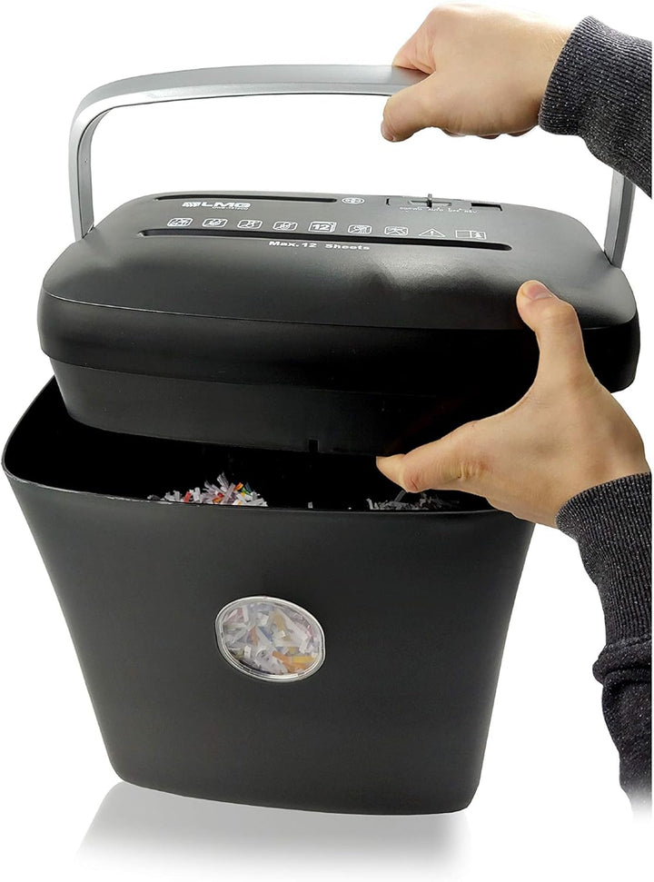 Aktenvernichter Kreuzschnitt - 12 Blatt mit riesen 21L Behälter - Sehr schneller Premium Hochsicherh