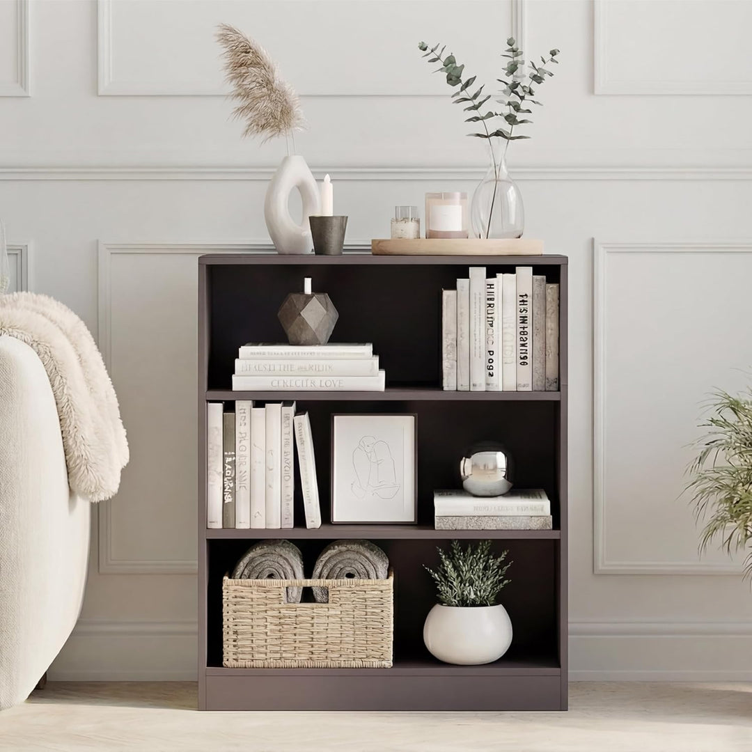 Vida Designs Cambridge Bücherregal, Holz, Grau, 3 Etagen niedrig Grau 3 Etagen niedrig, Grau 3 Etage