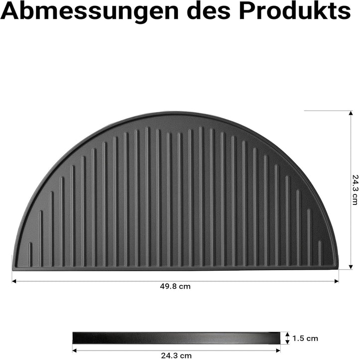 Wiltec Gusseisen Grillplatte 49,8 x 24,3 x 1,5 cm, Gusseisenplatte für Grill mit guter Hitzespeicher