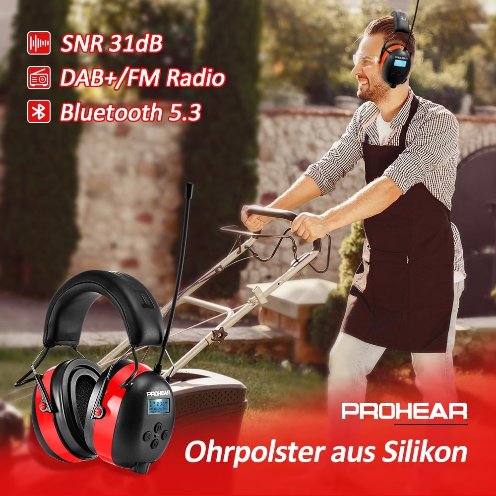 PROHEAR 033A (Upgraded) Gehörschutz mit Radio DAB +/Bluetooth/FM, Kopfhörer mit Radio mit Eingebaute