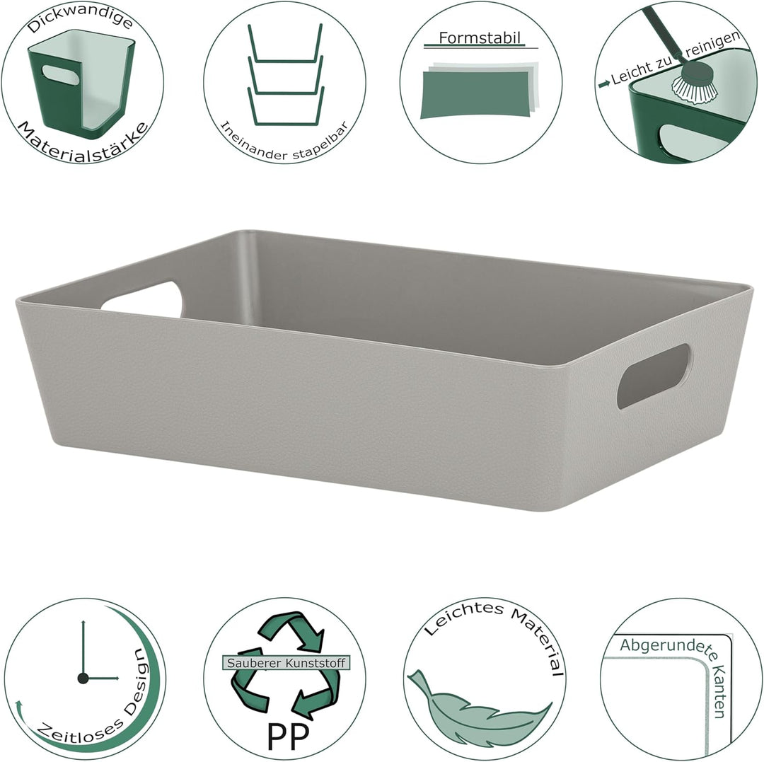 #11 12x Schubladenorganizer Ordnungsbox - 6 cm hoch - 17x25x6 - Taupe mit Lederoptik - Ordnungskorb