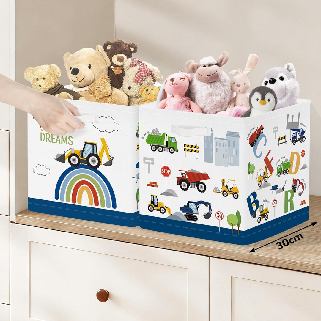 Clastyle 3 Stück Autos Aufbewahrungsbox Stoff für Kallax Faltbar Aufbewahrungskorb Klein Schrank Org