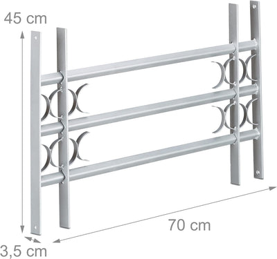 Relaxdays Fenstergitter Einbruchschutz, Ausziehbar, Aussen, Verzinkt, Stahl, 450 x 700-1050 mm, Sich