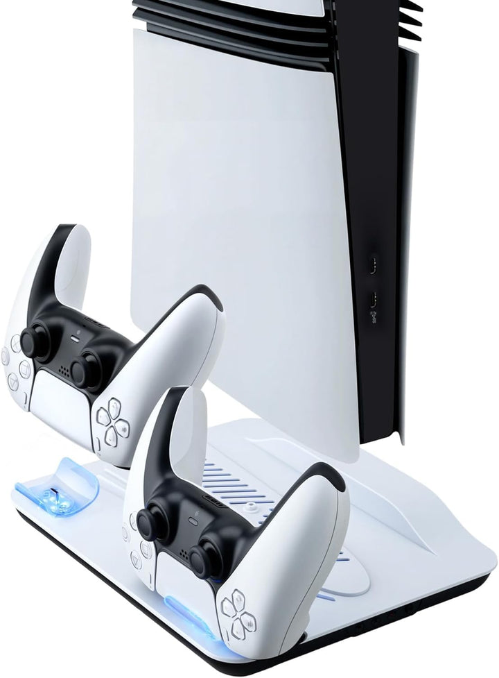 Wigearss PS5/PS5 Slim/PS5 Pro Kühler Standfuss mit Dual Controller Ladegerät, PS5 Controller Ladesta