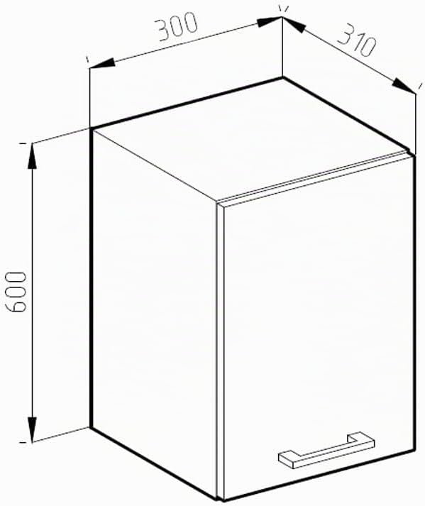 Vicco Hängeschrank R-Line, Beton/Weiss, 30 cm Beton Hängeschrank 30cm, Beton Hängeschrank 30cm