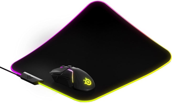 SteelSeries QcK Prism Cloth M - Gaming Mauspad – 2 Zonen RGB-Beleuchtung – Mittelgrosse (320mm x 270