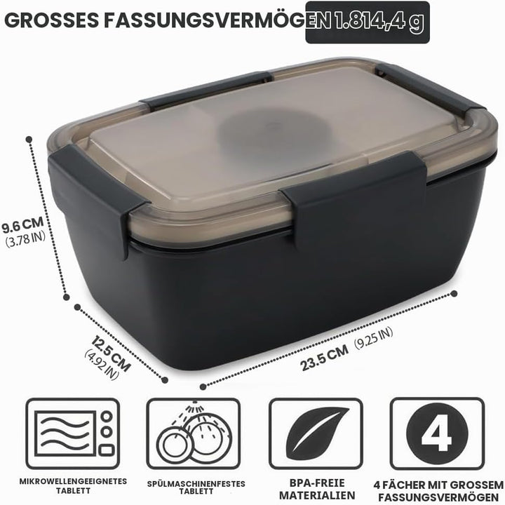 Bugucat Lunchbox Erwachsene 2000ML 2 Set,Auslaufsichere Brotdose Erwachsene Bento Box mit Fächern fü