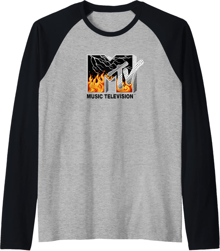 MTV Fire Metal Lightning Logo Raglan