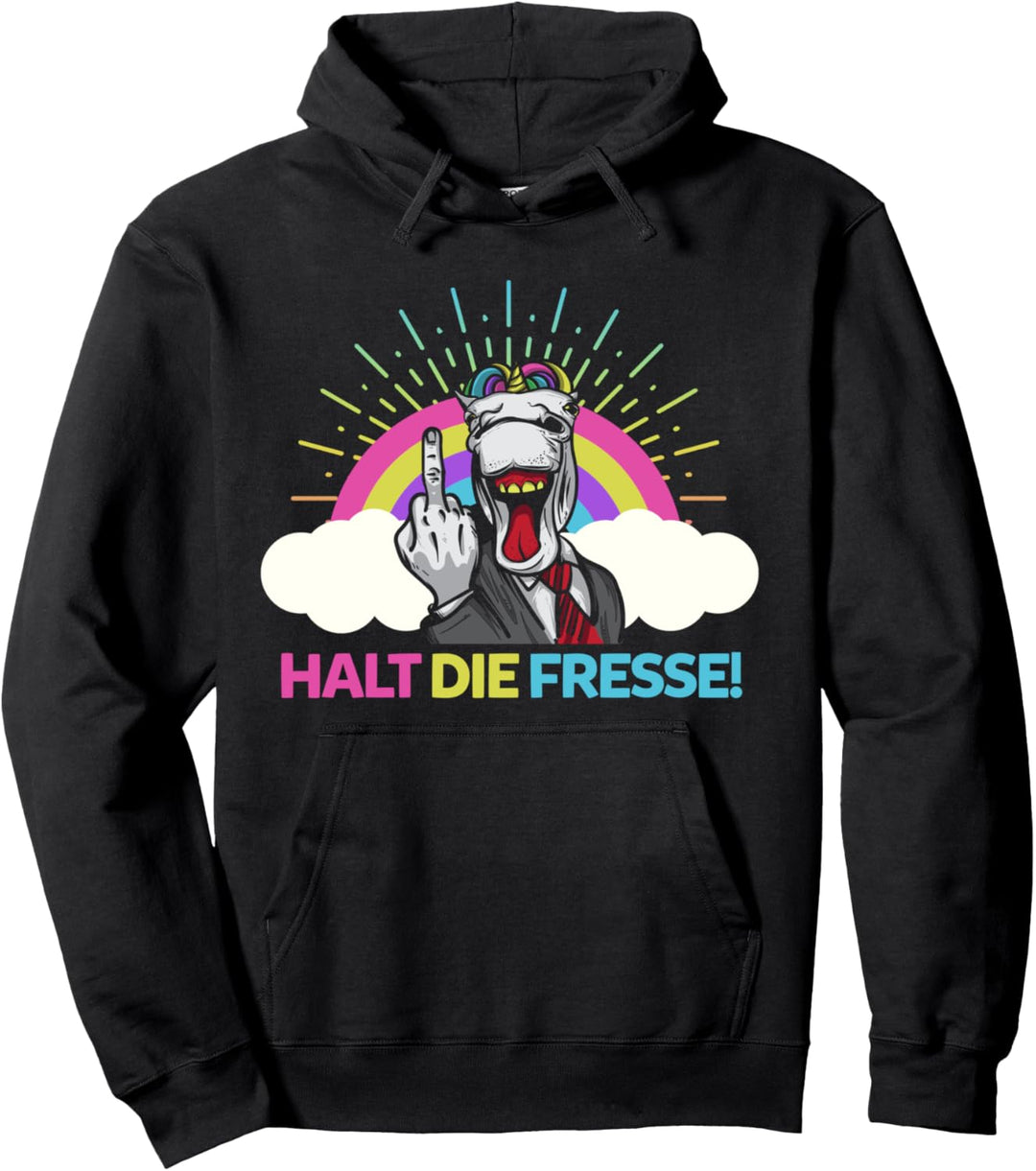 Einhorn Halt Die Fresse Lustig Pullover Hoodie