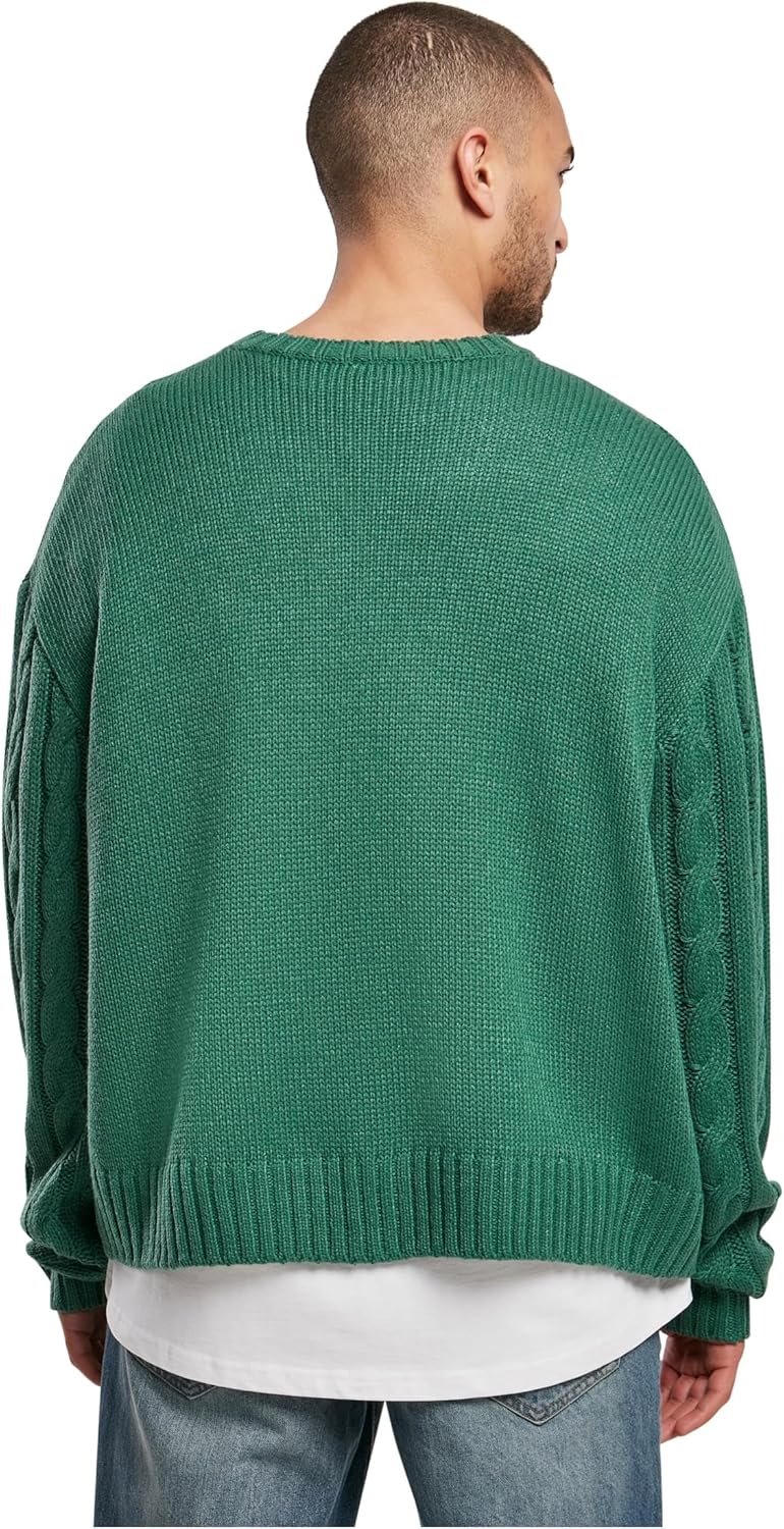 Urban Classics Boxy Sweater, legerer einfarbiger oversize Männer Strickpullover mit Zopfmuster, erhä