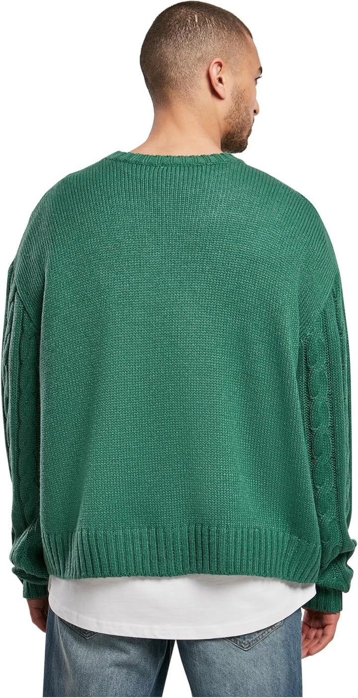 Urban Classics Boxy Sweater, legerer einfarbiger oversize Männer Strickpullover mit Zopfmuster, erhä
