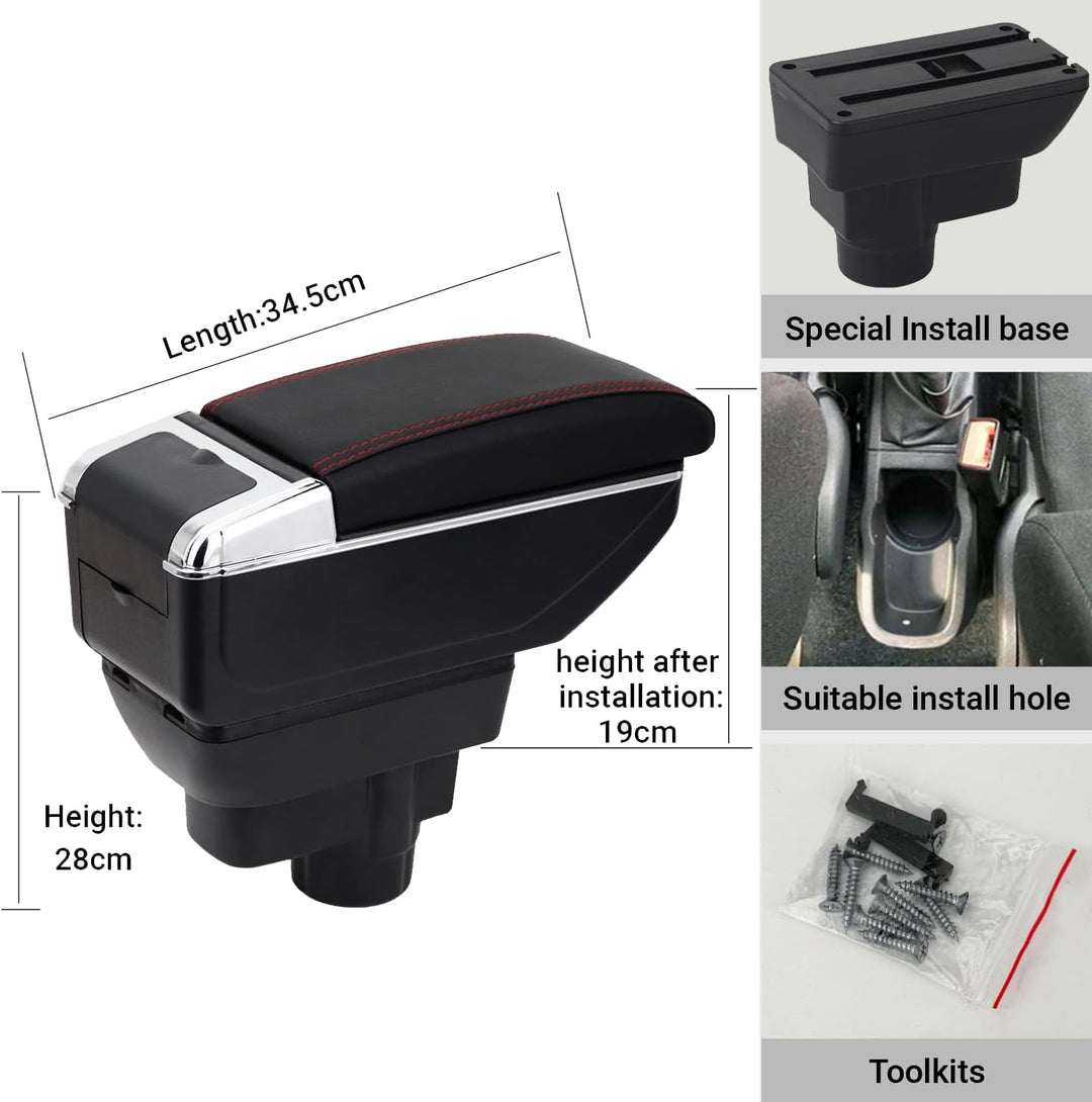Auto Armlehnen für Corsa D 2006-2014 Doppelschicht Mittelkonsole Grosse Aufbewahrungsbox Schwarz mit