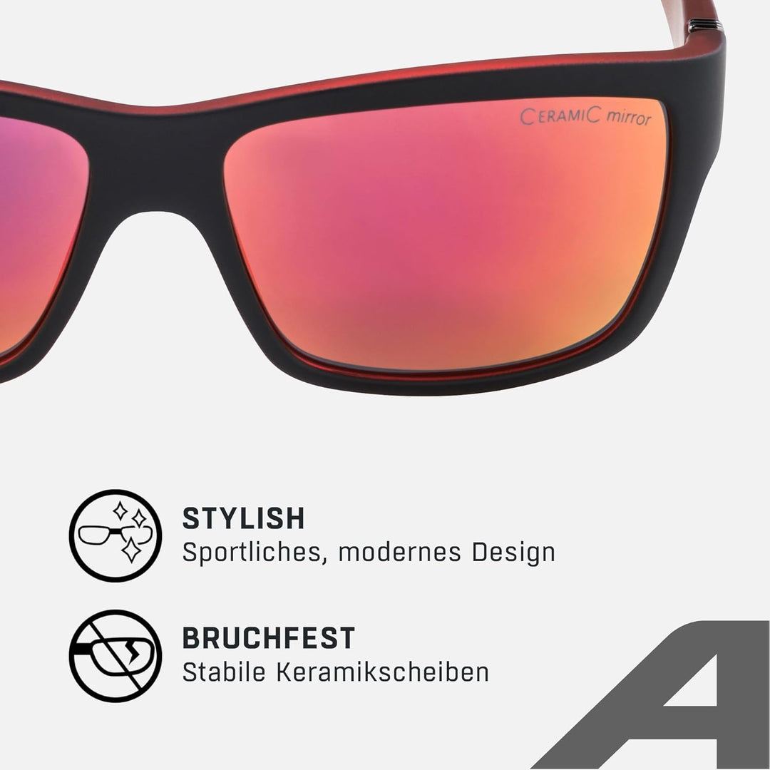 ALPINA KACEY - Verspiegelte und Bruchsichere Sonnenbrille Mit 100% UV-Schutz Für Erwachsene Black Ma