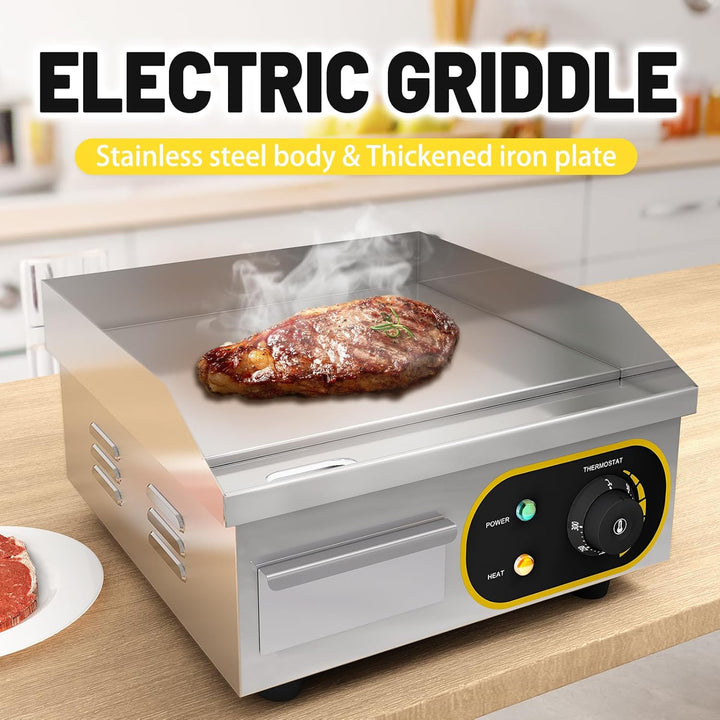 Grillplatte Elektrisch, Profi Gastro Elektrogrill Elektrische Grillplatte Tischgrill mit 36 x 30 cm