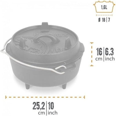 Petromax Feuertopf ft3 (Dutch Oven) mit Standfüssen Set inkl. Deckelheber