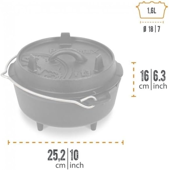 Petromax Feuertopf ft3 (Dutch Oven) mit Standfüssen Set inkl. Deckelheber