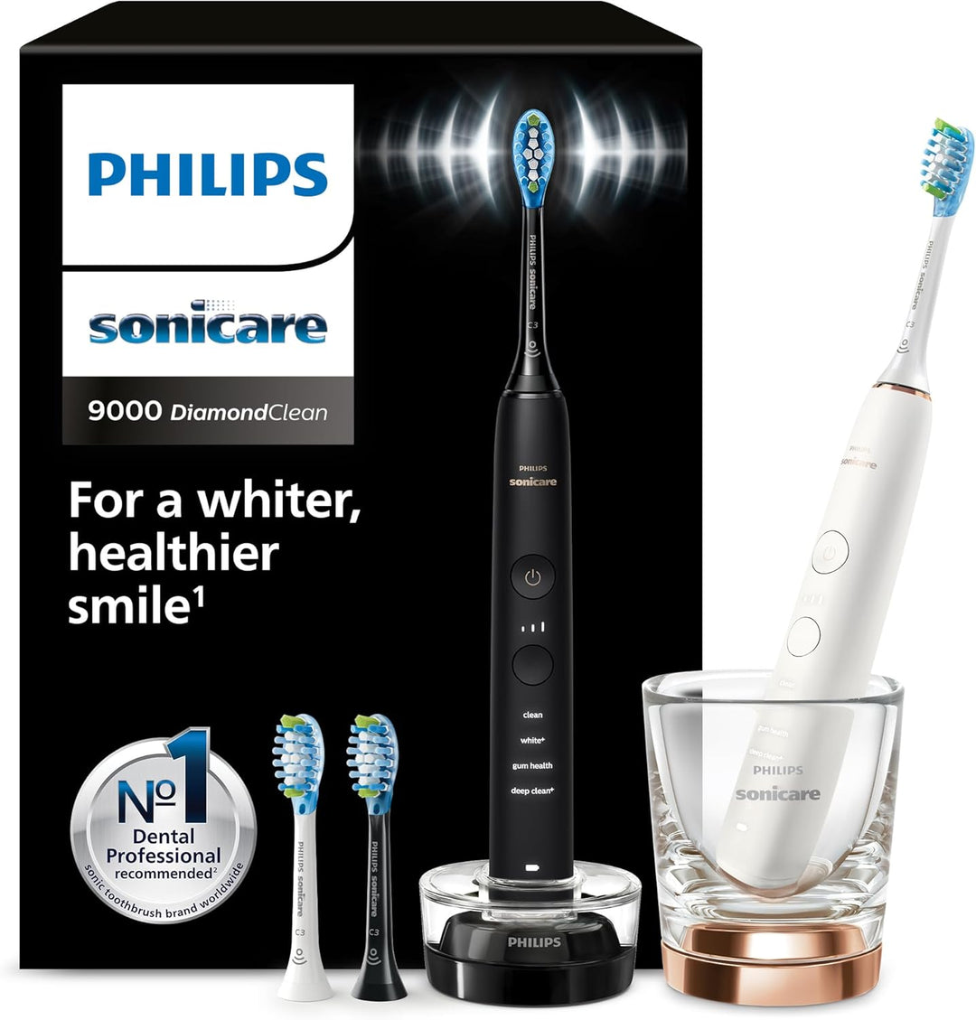 Philips Sonicare DiamondClean 9000 Elektrische Zahnbürste Doppelpack - 2 Schallzahnbürsten, 1x Ladeg