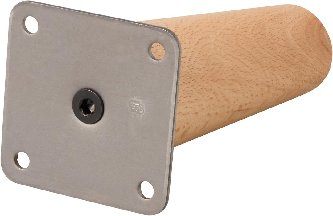 Möbelfüsse aus Buchenholz, konische Füsse mit Neigung und Montageplatte bereits montiert, 8 cm hoch