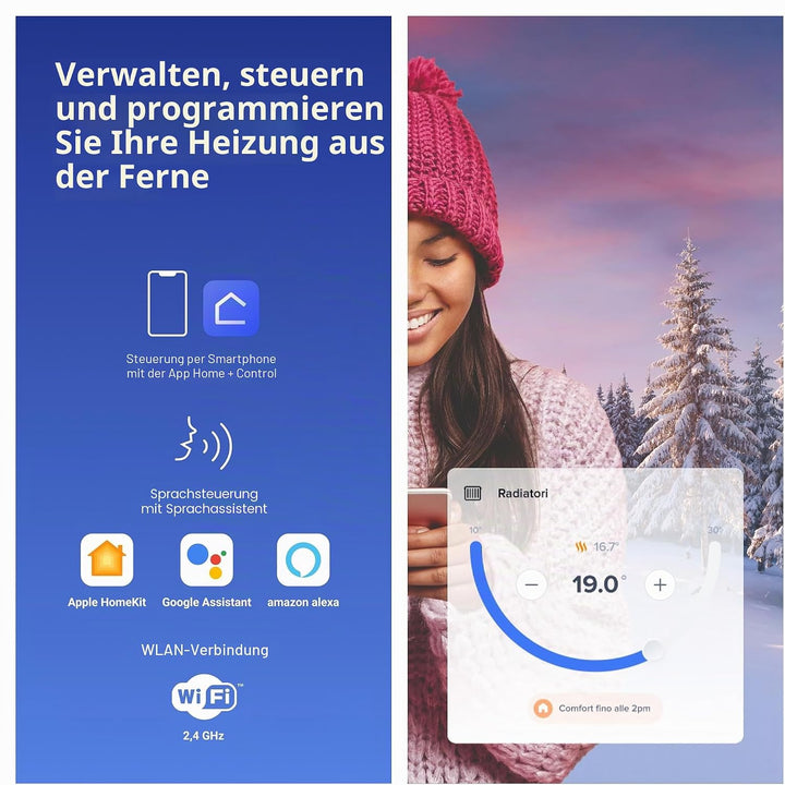 Bticino SXW8002 Digitales WLAN-Thermostat Smarther2 mit Netatmo, Unterputz-Thermostat, programmierba