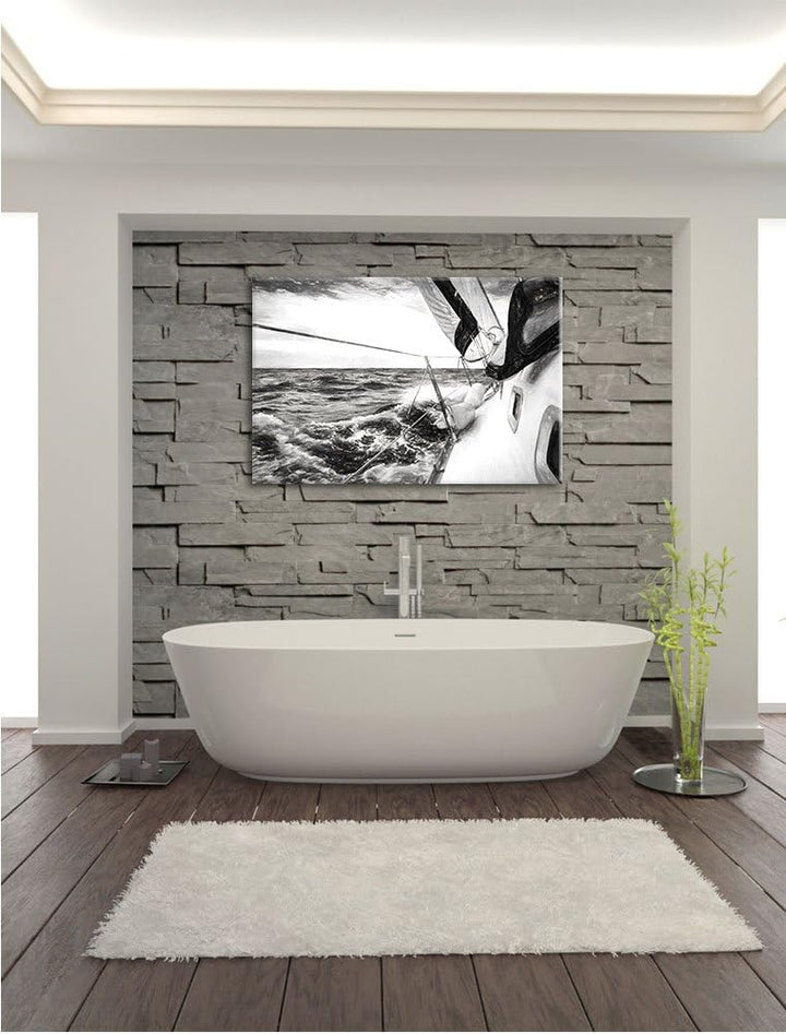 Pixxprint Die weissen Segel der Yacht Kunst als Leinwandbild/Grösse: 100x70 cm/Wandbild/Kunstdruck/f