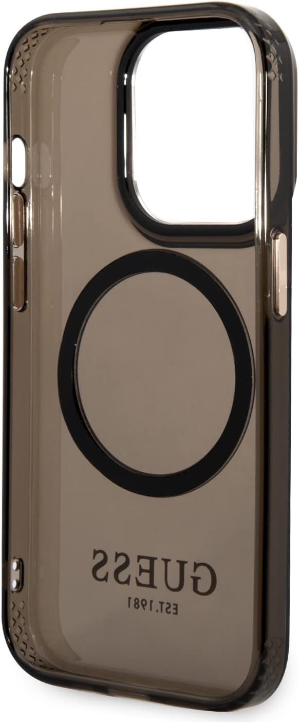 Guess GUHMP14LHTCMK Hülle für iPhone 14 Pro 6,1" schwarz/Black Hard case Gold Outline Translucent