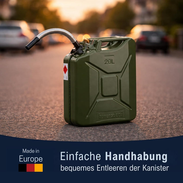 Metall-Kraftstoff-Kanister CLASSIC 20l, mit UN-Zulassung für Benzin, Diesel und andere Gefahrgüter,
