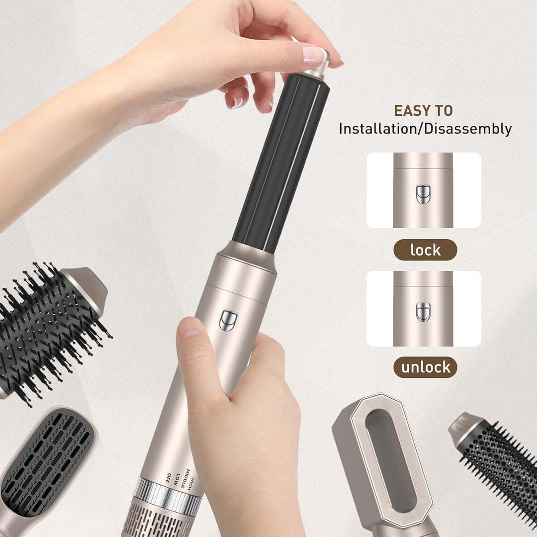 TANSHINE 6 in 1 Auto Hair Wrap Hairstyler, Heissluftbürste Volumen Fföhnbürste Warmluftbürste Stylin