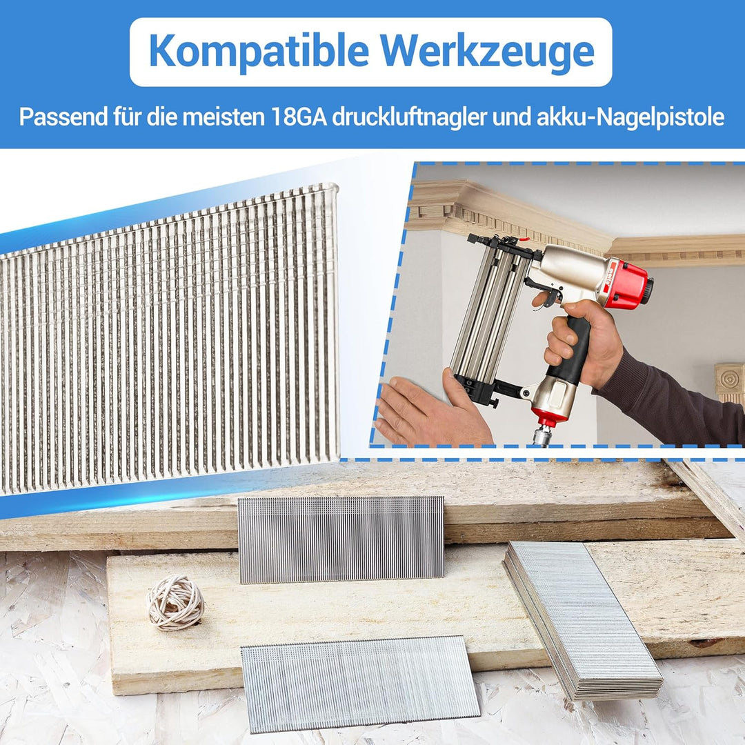 meite Edelstahl Stauchkopfnägel 18GA / 32 mm, Tackernägel 32mm Edelstahl 304 18GA Nägel für Druckluf