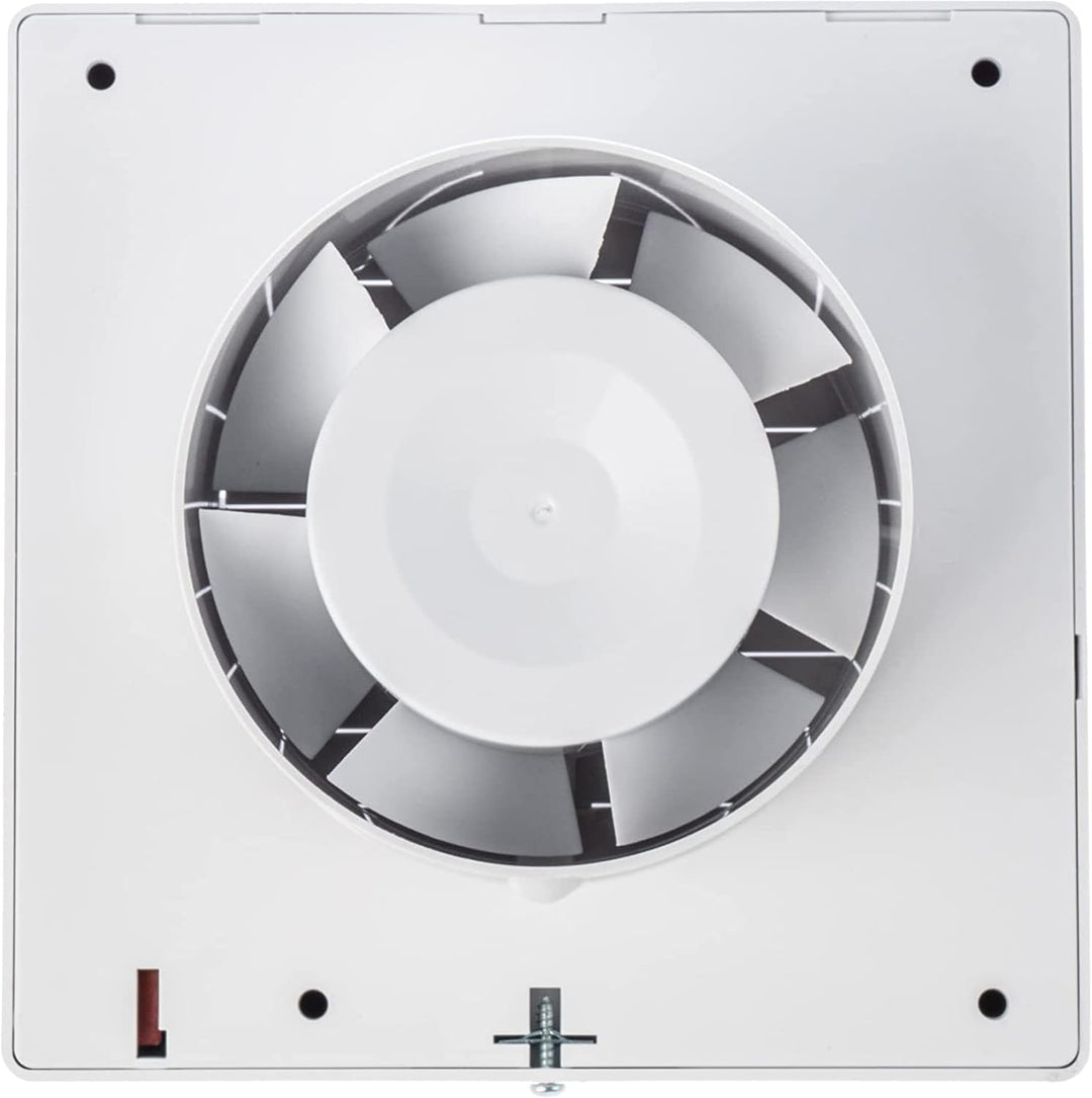 Ø 100mm Badlüfter mit Automatischer Jalousie und Nachlauf-Timer - Ventilator mit Lamellen - Weiss Lü