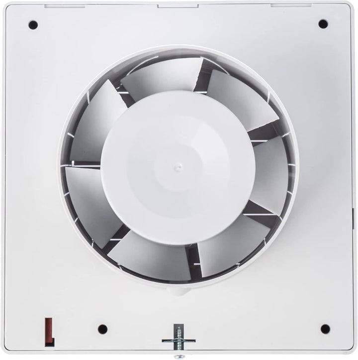 Ø 100mm Badlüfter mit Automatischer Jalousie und Nachlauf-Timer - Ventilator mit Lamellen - Weiss Lü