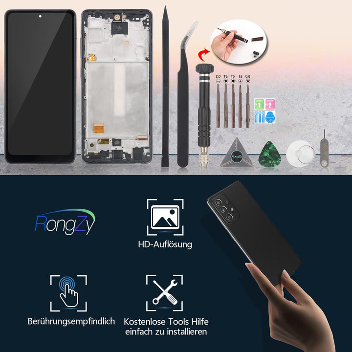 RongZy Kompatibel mit Samsung Galaxy A52 5G A526B A526W A526U Ersatz Bildschirm LCD Display und Touc