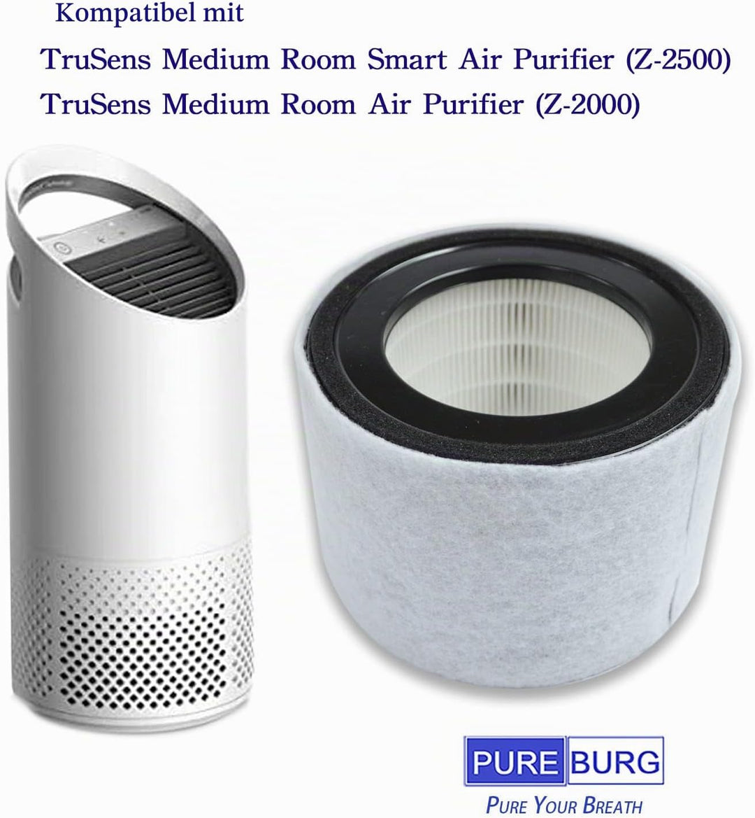 PUREBURG Ersatz-Filter kompatibel mit TruSens Z-2500, Z-2000 Z2000 Luftreiniger, H13 3-stufige Filtr
