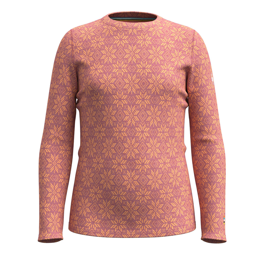 Smartwool Kinder Langarmshirt Crew XL Garden Pink Digi Snow, XL Garden Pink Digi Snow