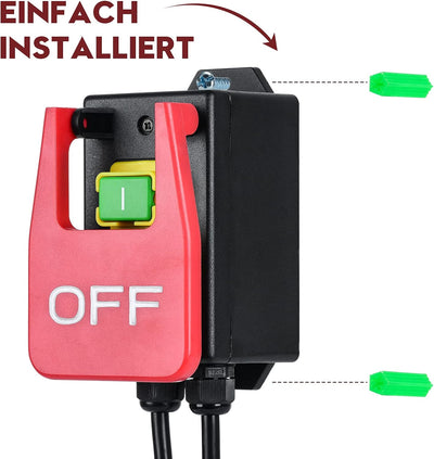 220V Einphasige Ein Aus Schalter, Briidea Sicherheitsschalter Nullspannungsschalter mit Steckdose, M