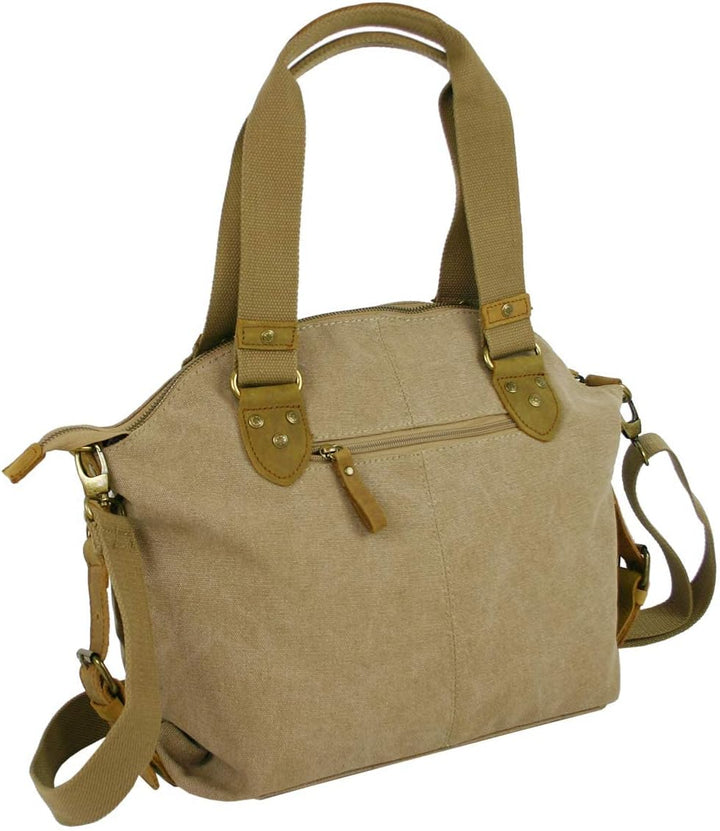 Jennifer Jones - Grosse Damen Handtasche aus Canvas und Echtleder - Vintage Look - Casual Schulterta