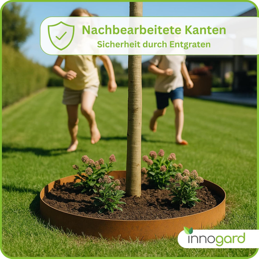 innogard 6012-001 – Rasenkantenband – aus Corten-Stahl – Höhe 20 cm, Rost-Garten-Deko – Beet-Begrenz
