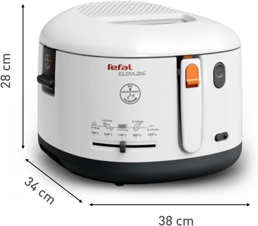 Tefal FF1631 Fritteuse Filtra One | 1.900 W | Kapazität 1,2 Kg | Clean-Oil-System | Auffangsieb für