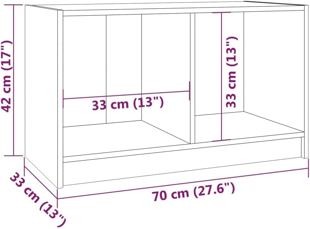 homiuse TV-Schrank TV Lowboard Grau 70x33x42 cm Massivholz Kiefer TV Board Fernsehschrank Fernsehtis