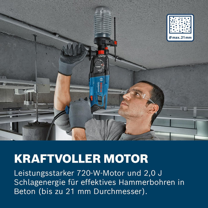 Bosch Professional Bohrhammer GBH 2-21 (mit SDS plus, inkl. 3x Drill Bit SDS plus, (6/8/10 mm), Zusa