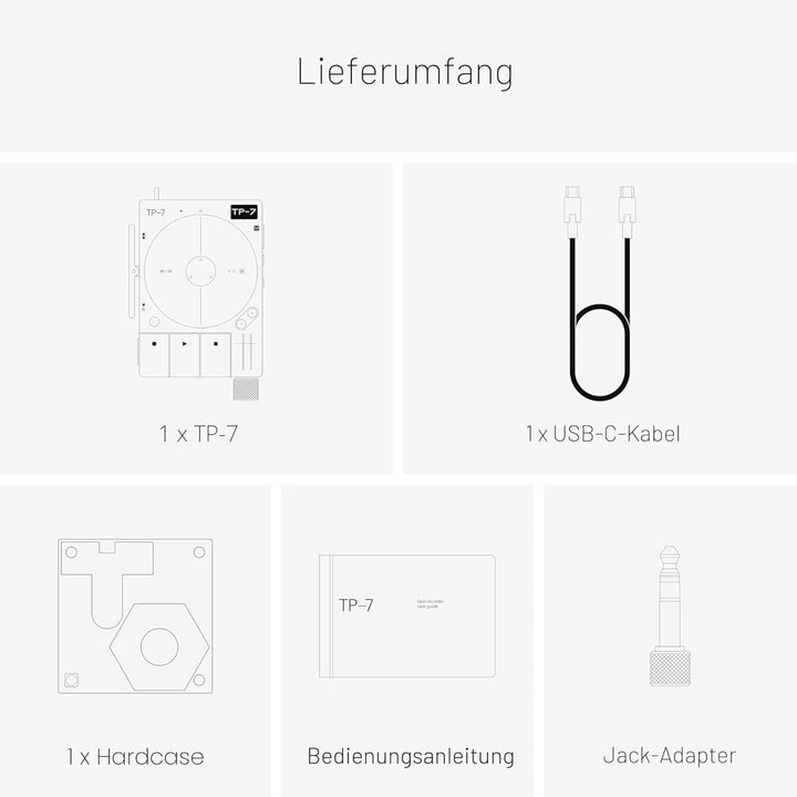 teenage engineering TP–7 tragbares Aufnahmegerät, mit USB-C-Audiointerface, Bluetooth, internes Mikr