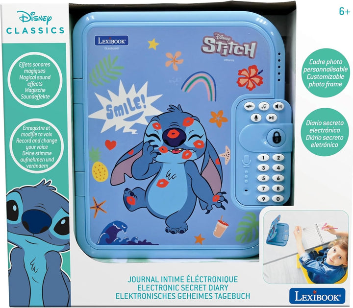 Lexibook, Disney Stitch: Elektronisches Tagebuch mit Stift und Notizbuch inklusive, interaktiv, pass