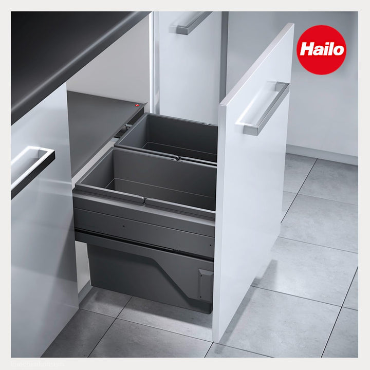 Hailo Abfallsammler 361084 | Cargo 2X 28 Liter | für 60cm Schrankbreite | Einbau Mülleimer Auszug |