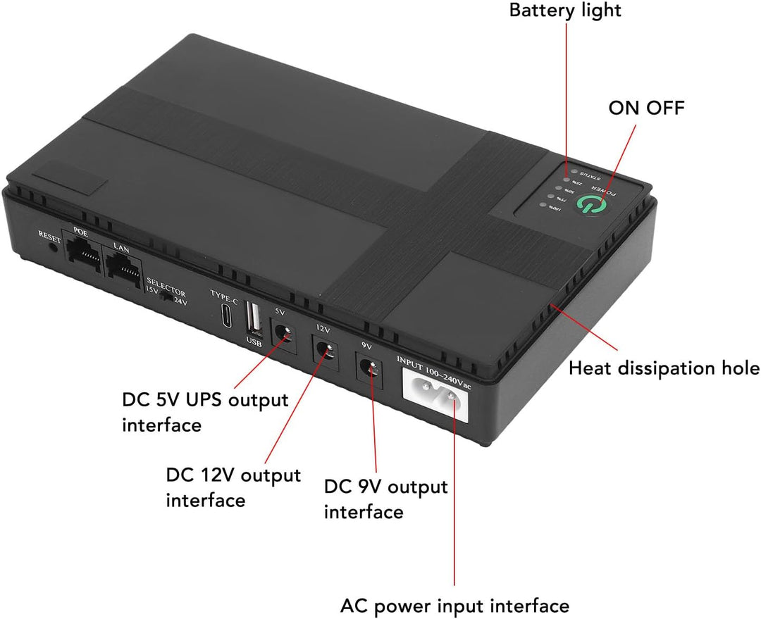SEAFRONT UPS Battery Backup Netzteil 20000mAh Überanlauf über die Entladung Kurzschlusssicherheit fü