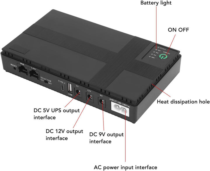 SEAFRONT UPS Battery Backup Netzteil 20000mAh Überanlauf über die Entladung Kurzschlusssicherheit fü