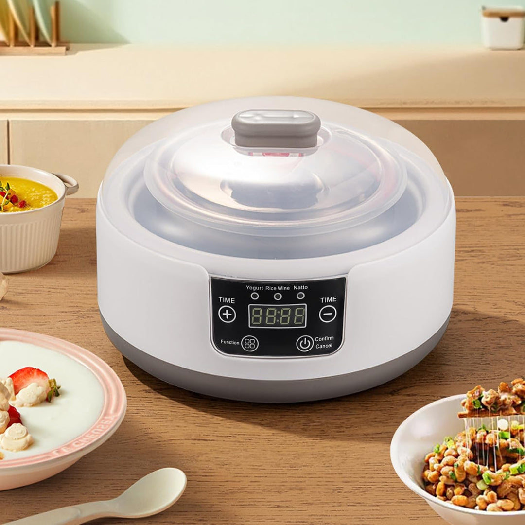 Elektrischer Joghurtbereiter, Hausgemachter Natto-Maker, Kleiner Inkubator mit Gläsern, Edelstahlein