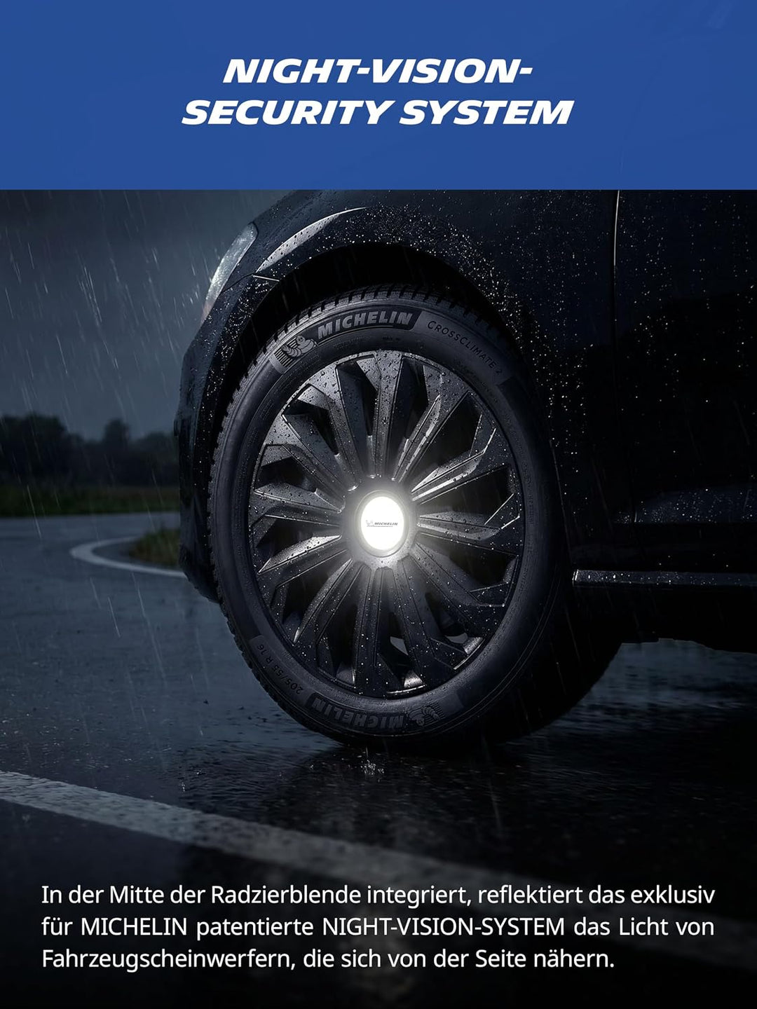 MICHELIN Radkappen 15 Zoll Universal Radzierblenden Fabienne 4er Set Fürs Auto ABS Kunststoff | Schw