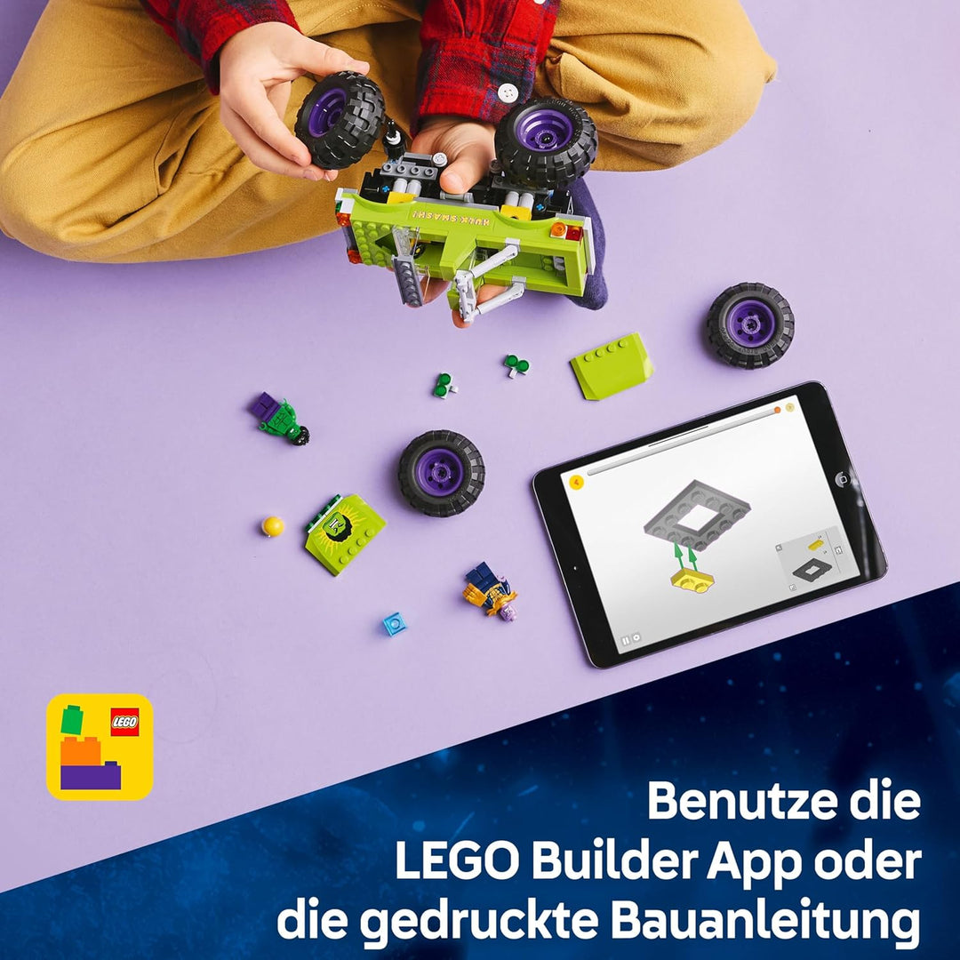 LEGO ǀ Marvel Hulk-Truck vs. Thanos - Kreatives Superhelden Spielzeug - Avengers Fahrzeug und Minifi
