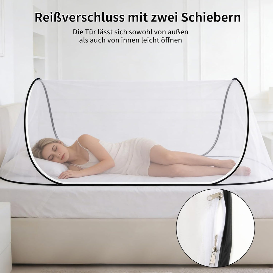 Pop Up Moskitonetz Bett, 200 x 80 x 56 cm, Moskitonetz Reise Pop Up, Faltbares Moskitonetz, 360° Sch
