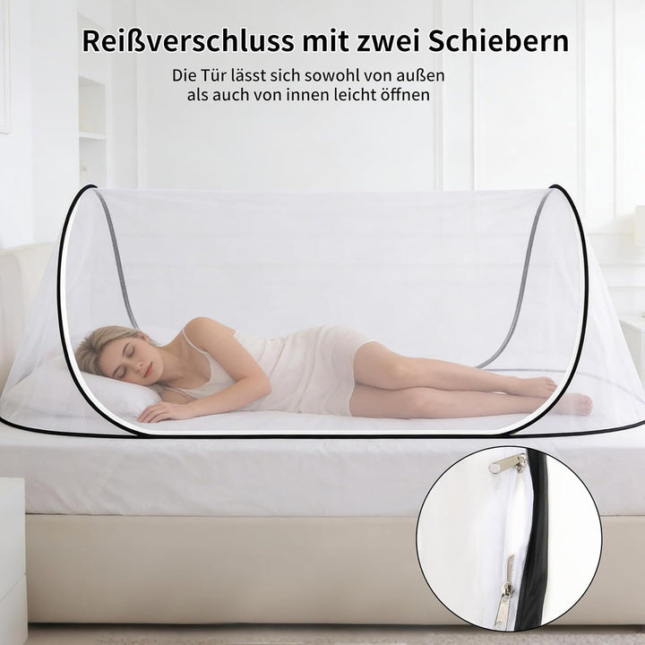 Pop Up Moskitonetz Bett, 200 x 80 x 56 cm, Moskitonetz Reise Pop Up, Faltbares Moskitonetz, 360° Sch