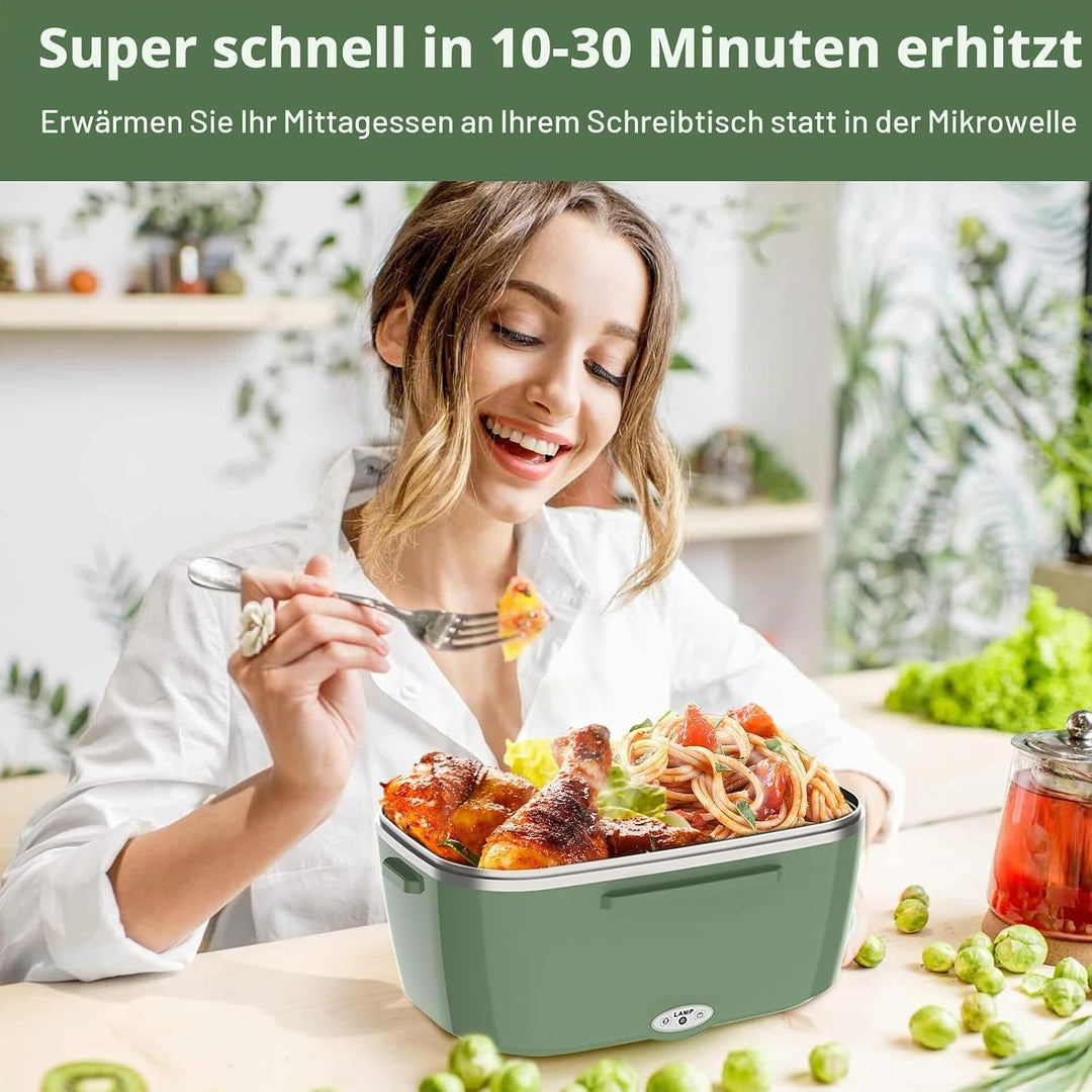Elektrische Lunchbox 100W, 3-in-1 tragbare beheizte Lunchbox, Herausnehmbare Edelstahl-Brotdose, 12V